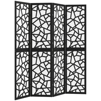 4 Panel Room Divider, 5.6 FT Lightweight Folding Privacy Screen with Geometric Pattern for Living Room, Bedroom, Black