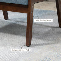 Accent Chairs with Cushioned Seat, Upholstered Linen-Feel Armchair with Adjustable Feet for Bedroom, Living Room, Blue