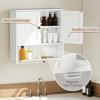Bathroom Wall Cabinet, Farmhouse Medicine Cabinet with Adjustable Shelves and Flip-Down Door, Over The Toilet, White