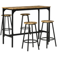 5-Piece Bar Table Set for 4, Industrial Counter Height Bar Table and Chairs for Kitchen, Dining Room, Rustic Brown