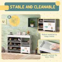 Qaba Kids Toy Storage Organizer with 11 Bins, Moveable Cabinet, Top Shelves, 3 Stickers, for Nursery, Playroom, White