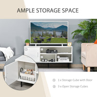 Modern TV Stand Cabinet for TVs up to 60 Inches with Storage Shelf, Cable Hole, Home Entertainment Unit Center, for Living Room Bedroom, White