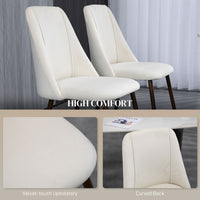 Upholstered Dining Chairs Set of 4, Velvet Accent Chair with Back and Wood-grain Steel Leg for Kitchen, Cream White