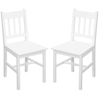 Dining Chairs Set of 2, Kitchen Chair with Slat Back, Pine Wood Structure for Living Room and Dining Room, White