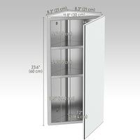Wall mounted Bathroom Corner Mirror Storage Cabinet Stainless Steel with Single Door