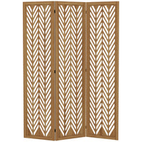 3 Panel Room Divider, 5.6ft Tall Wood Folding Privacy Screens, Freestanding Partition Wall Dividers, Light Brown