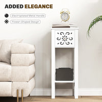 Nightstand Set of 2 with Drawer and Open Storage Shelf White