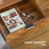 Bedside Table, Nightstand for Bedroom, End Side Table Dresser Storage with 2 Drawers, Walnut Brown