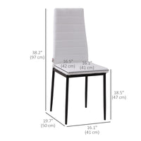 High Back Dining Chairs, Modern Upholstered Linen Fabric Accent Chairs with Metal Legs for Kitchen, Set of 4, White