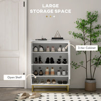 Entryway Shoe Cabinet, Shoe Storage Cabinet with Adjustable Shelf for 12 Pairs of Shoes, White