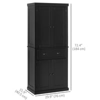 Long Standing Kitchen Cabinet w/ 2 Drawers MDF Board Black