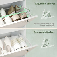 Narrow Shoe Cabinet with 4 Flip Drawers, Shoe Storage Cabinet with Adjustable Shelves, Holds 24–32 Pairs, White