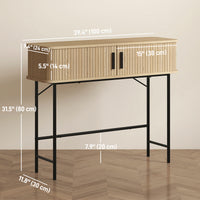 Mid-Century Entryway Table, Narrow Console Table with Storage Compartments for Behind Couch, Living Room, Oak and Black