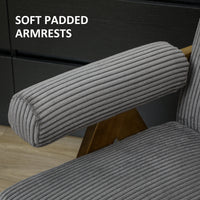 Corduroy Accent Chair Armchair with Wide Seat and Soft Padded Armrests for Reading, Bedroom, Dark Grey