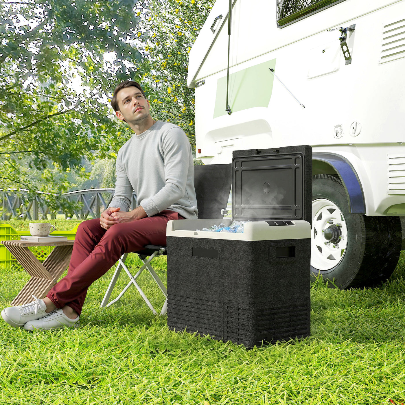 12 Volt Car Refrigerator, 53QT Car Fridge Electric Cooler, 12/24V DC and 100-240V AC, -68-68 ℉, Portable Refrigerator