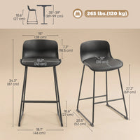 Modern Bar Stools Set of 2, PU Leather Barstools, Counter Height Kitchen Chairs for Breakfast Bars, Dining Room, Black
