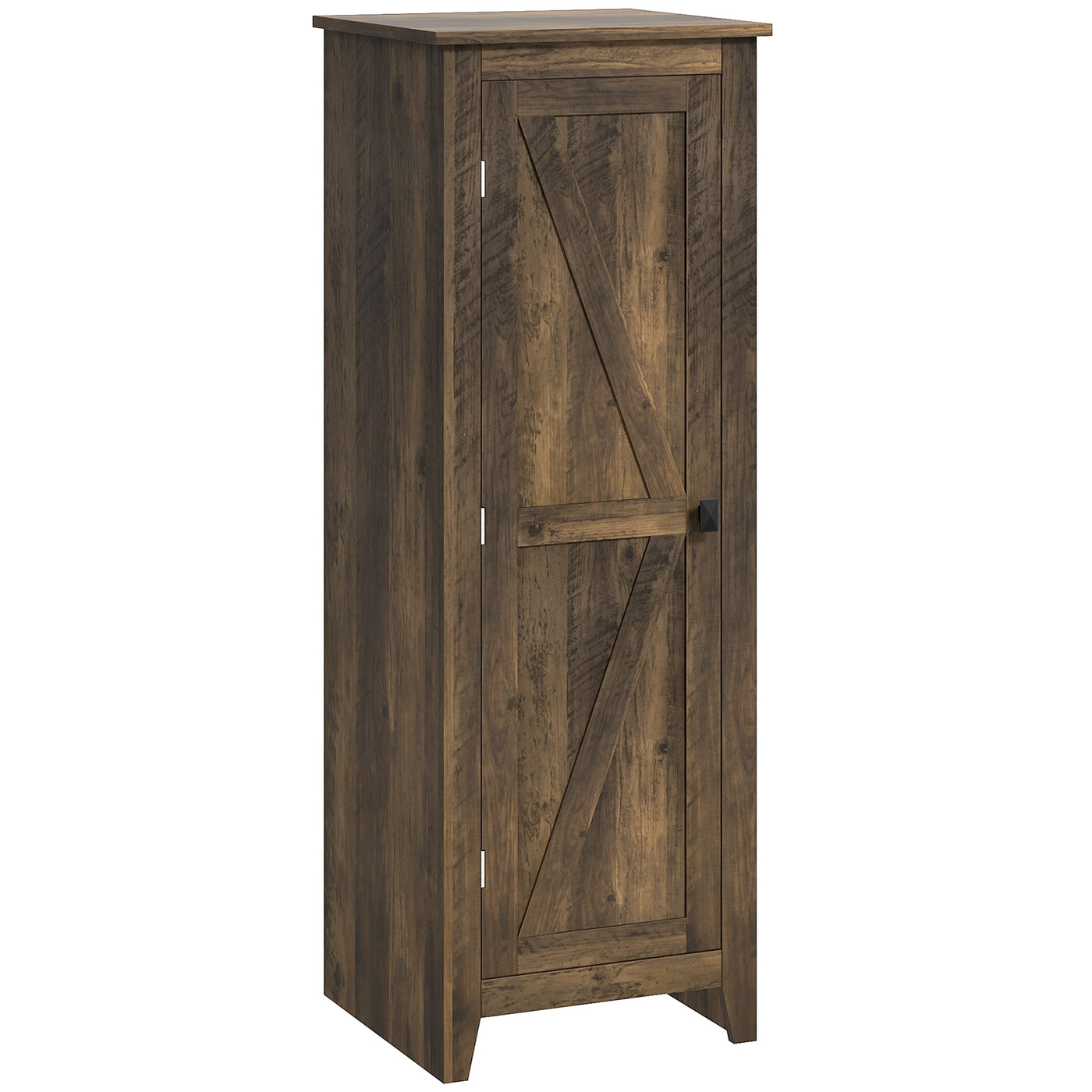 48" Farmhouse Kitchen Pantry Storage Cabinet with Barn Door, Kitchen Pantry Cabinet with Adjustable Shelves, Brown