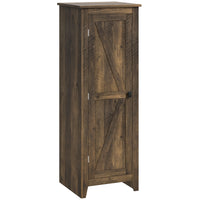 48" Farmhouse Kitchen Pantry Storage Cabinet with Barn Door, Kitchen Pantry Cabinet with Adjustable Shelves, Brown