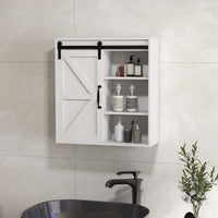 Bathroom Medicine Cabinet, Wall Cabinet with Sliding Door and Adjustable Shelf, 22.8" x 7.8" x 24.4", White