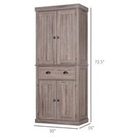 Long Standing Kitchen Cabinet w/ 2 Drawers MDF Board, Wood Grain