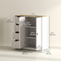Freestanding Bathroom Floor Cabinet, Modern Bathroom Cabinet with Adjustable Shelf, 4 Drawers and 2 Doors, White