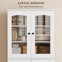 64" Tall Kitchen Pantry Cabinet, Kitchen Cabinet with Soft-Close Acrylic Doors, 10 Shelves, 8 Door Racks, White