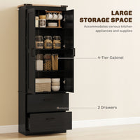 67" Tall Kitchen Pantry Storage Cabinet, Kitchen Pantry Cabinet with Doors, Drawers and Adjustable Shelves, Black