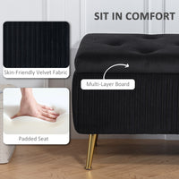 Storage Ottoman Bench, 43 Inch Large Storage Chest with Steel Legs and Padded Seat, Foot Rest, Load 485 lbs, Black