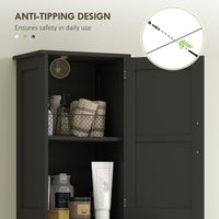 67" Tall Bathroom Cabinet, Narrow Bathroom Storage Cabinet with Drawer, Barn Doors and Adjustable Shelves, Black