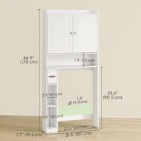 Modern Over the Toilet Storage Cabinet with 2 Doors, Above Commode Storage Cabinet with Toilet Paper Holder, White