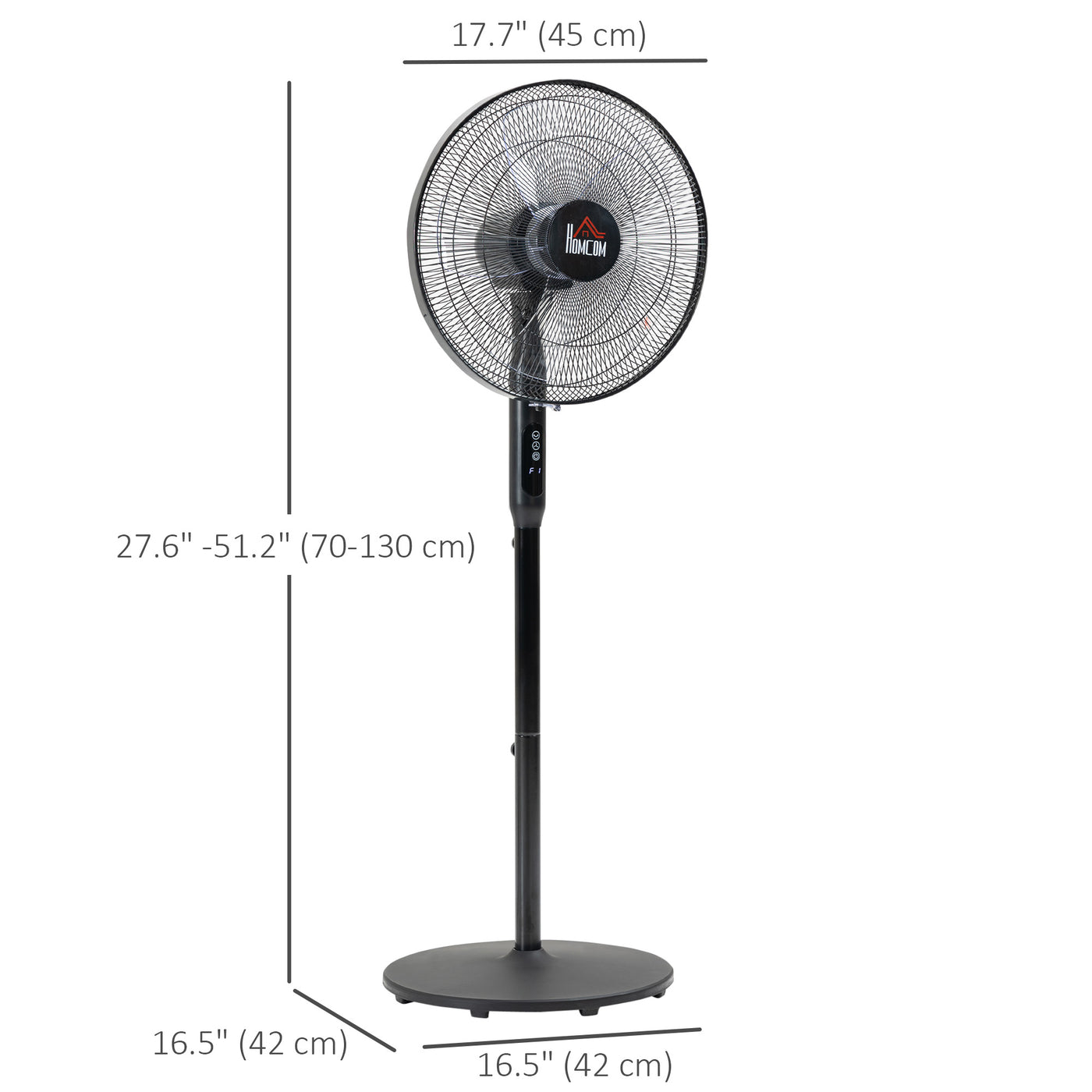 Floor Standing Fan with Remote Control, Oscillating, LED Screen, Stand Up Cooling Fan, Tall Pedestal Electric Fan for Home Bedroom, Black
