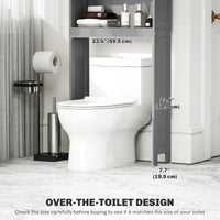 Modern Over The Toilet Storage, Bathroom Cabinets Over Toilet with Open Shelves and Double Door Cabinet, Grey