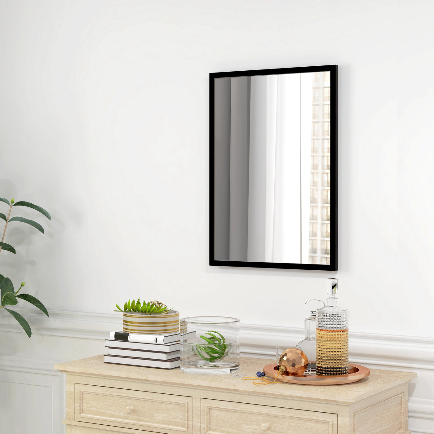 20" x 28" Bathroom Mirror for Wall, Rectangular Mirror for Living Room, Bedroom, Entryway, Black