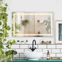 40" x 24" LED Bathroom Mirror, Dimmable Lighted Wall-Mounted Mirror, with 3 Colour, Smart Touch, Plug-in, Vertical or Horizontal Hanging