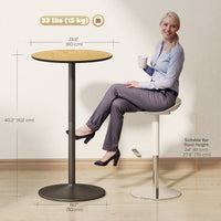 Round Table for 2, 40.2 Inch Bar Height Pub Table with Steel Frame, Non-Slip Base for Living Room, Kitchen, Natural Wood
