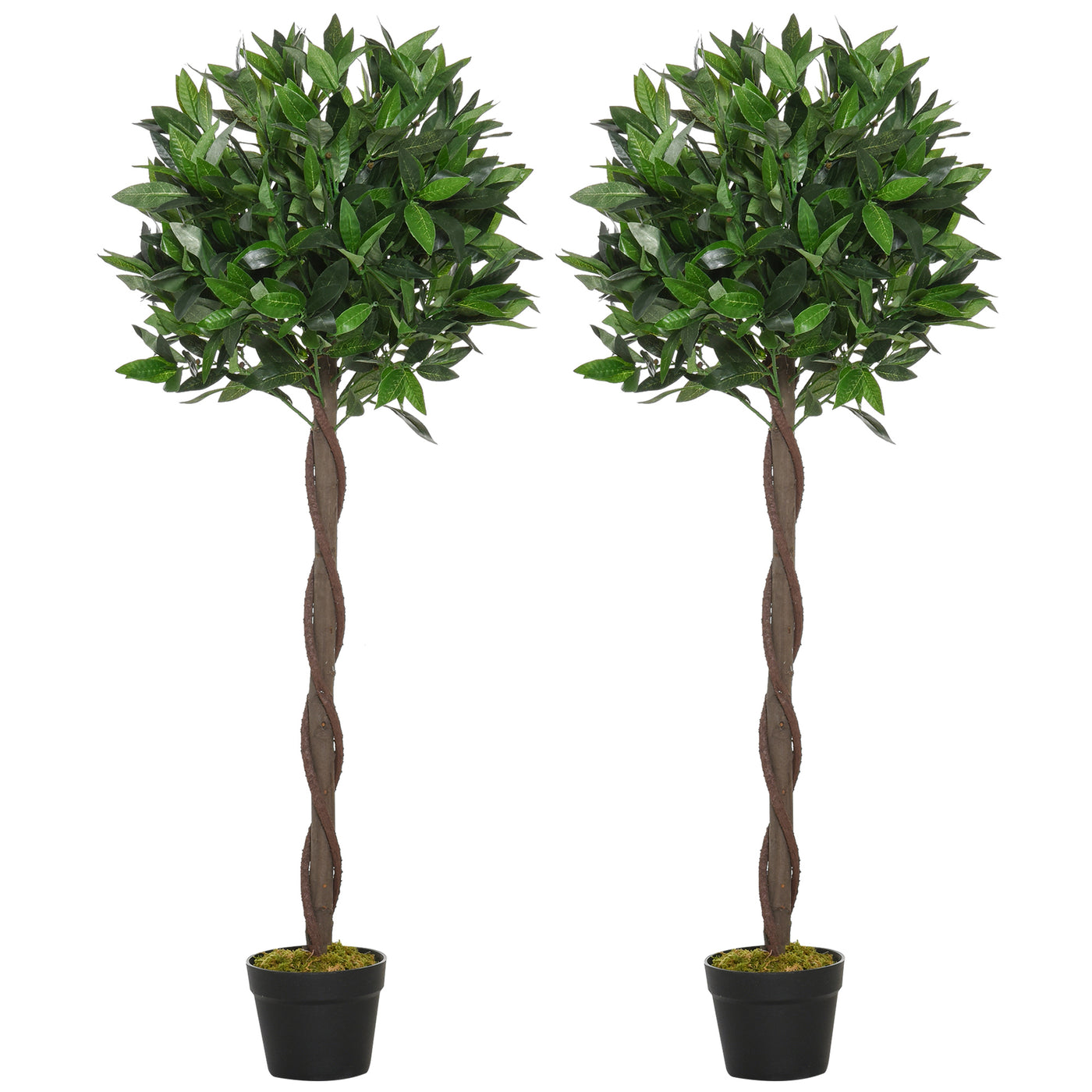 4FT Artificial Laurel Tree Set of 2, Lifelike Fake Plant with 564 Leaves, Potted Fake Plant for Home Office Decor, Green