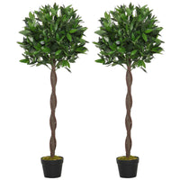 4FT Artificial Laurel Tree Set of 2, Lifelike Fake Plant with 564 Leaves, Potted Fake Plant for Home Office Decor, Green