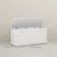 39.4 Inches Storage Chest, Storage Trunk with Safety Hinge, Wooden Box for Living Room, White Wood Grain