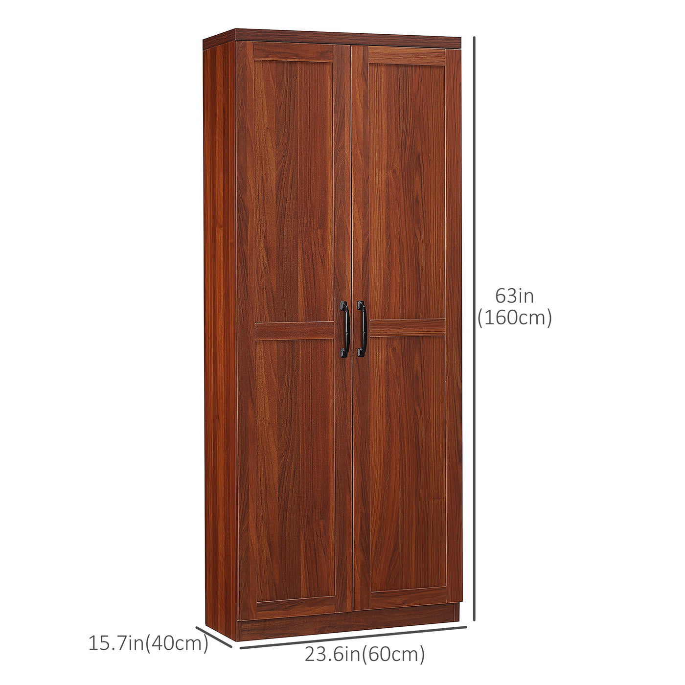63" Kitchen Storage Cabinet, 5-tier Pantry Cabinet with Doors and Adjustable Shelves for Dining Room, Tan