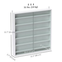 7-Tier Display Cabinet, Shot Glass Display Case, Glass Curio Cabinet with 2 Glass Doors and 6 Adjustable Shelves, White