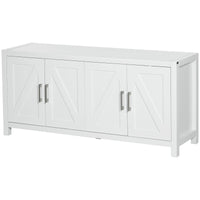 Sideboard Cabinet Buffets Table with Barn Style Doors TV Cabinet Stand for TVs up to 65" with 4 Cable Holes White