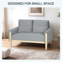 53" Loveseat Sofa, Small 2 Seater Couch with Solid Wood Legs, Modern Velvet Sofa for Living Room, Small Spaces, Grey
