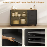 Buffet Cabinet with Soft-Close Doors, Modern Sideboard with 3 Drawers for Living Room, Kitchen, Dining Room, Black