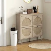 Shoe Cabinet for entryway, Shoe Storage Cabinet with 4 Flip Drawers and Adjustable Shelves for 20 Pairs of Shoes, Oak