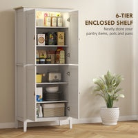 69.5" Tall Kitchen Pantry Storage Cabinet with Motion Sensor LED Light, Modern Kitchen Pantry Cabinet, White