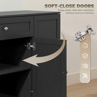 55" Modern Kitchen Storage Cabinet with Drawer, Adjustable Shelves, Small Kitchen Pantry with Door Racks, Black