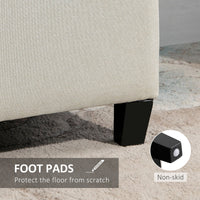 Rectangular Entry Bench, Tufted Upholstered Linen Fabric Wood Feet Storage Ottoman Bench, Beige