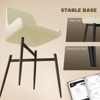 Set of 4 Upholstered Kitchen Chairs, Modern Dining Chairs with Diamond Tufting and Steel Legs for Dining Room, Cream White