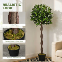 4FT Artificial Laurel Tree Set of 2, Lifelike Fake Plant with 564 Leaves, Potted Fake Plant for Home Office Decor, Green