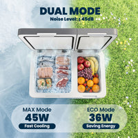 12 Volt Car Refrigerator, Dual Zone 48 QT Car Fridge with App Control, 12/24V DC and 100-240V AC,